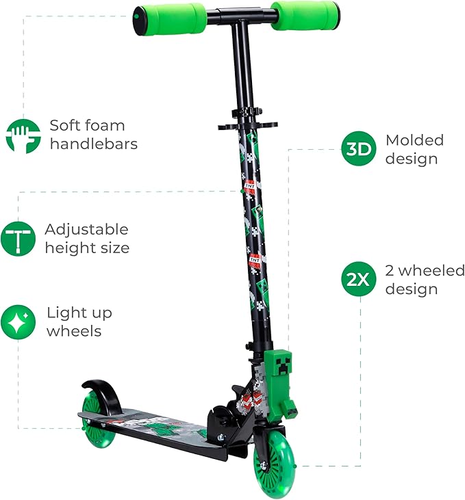 2 Wheel Kick Scooter with Light Up Wheels – Foldable, Non-Slip Deck, Comfortable & Smooth Ride