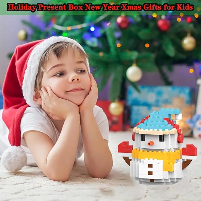 Christmas Blue Snowman Building Blocks Set Compatible with Lego Advent Calendar 2025 Stacking New Toys Holiday Present Box New Year Xmas Gifts for Kids for Boys & Girls and Adults
