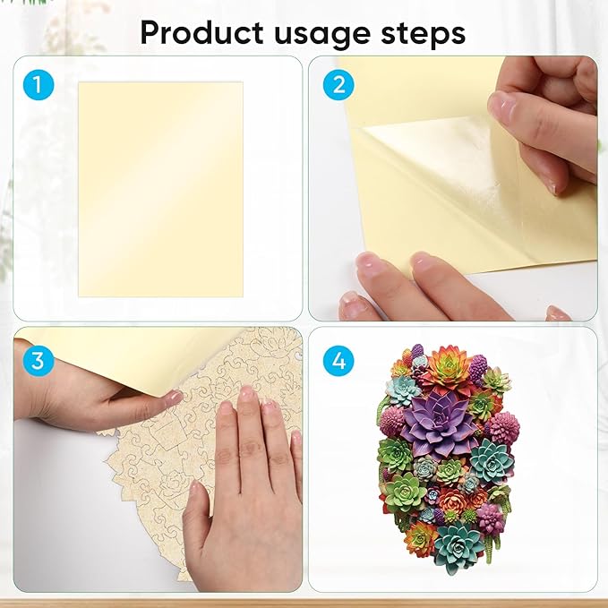 Succulent Waterfall Wooden Puzzles, 1000 Pieces Jigsaw Puzzles 28.1'' x17.3'', Unique Design Liberty Wooden Puzzles for Adults and Kids, Family Game Gift Medium Size