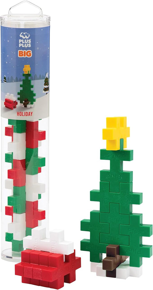 PLUS PLUS Big - Instructed Tube - 15 Piece Holiday Mix - Construction Building STEM/STEAM Toy, Interlocking Large Puzzle Blocks for Toddlers and Preschool