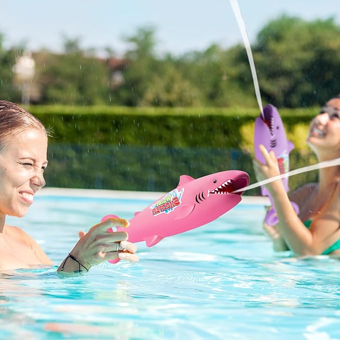 Jexine 3 Pcs Water Guns for Kids Shark Water Toy Guns 30 ft Range Pool Squirt Toy Water Guns for Boys Girls Summer Swimming Beach Outdoor Games Pool Party Favors