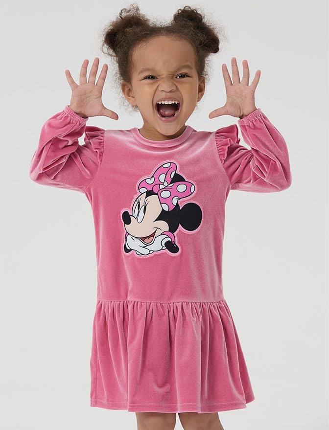 Disney Stitch Minnie Elsa Princess Sweatshirt Dress Toddler Girl Sequin Long Sleeve Pullover Clothes Fall Outfit 2-9 Years