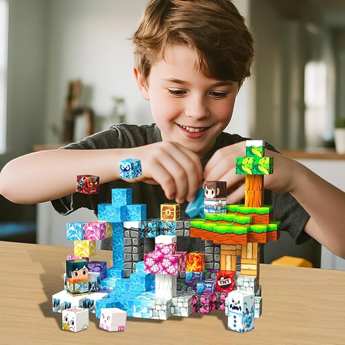 150pcs Sensory Magnetic Blocks Toys for Kids, Stacking Magnets, School STEM Toys Birthday Gifts for Boys and Holiday Easter Gifts BSG008