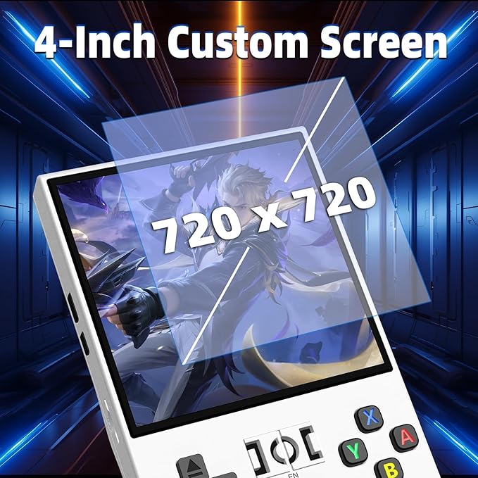 R36MAX Retro Handheld Game Console, 18000+ HD Games Mini Retro Video Console, 4.0 Inch IPS Screen, 64GB Memory, Portable Arcade Video Gaming Console Gift for Adults, Light White