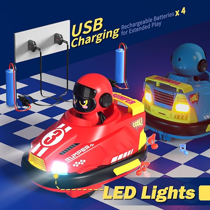Remote Control Bumper Car Toy Set of 2 Players Football Games|Toddlers Mini RC Car Toys with Light & Sound & 360°Rotating|Christmas Birthday Gifts for 2 3 4 5 Year Old Boys Girls Kids Ideas