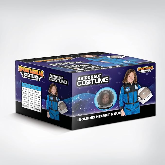 Spooktacular Creations Astronaut Costume with Helmet, Space Suit for Toddler, Kids Astronaut Halloween Costume for Cosplay