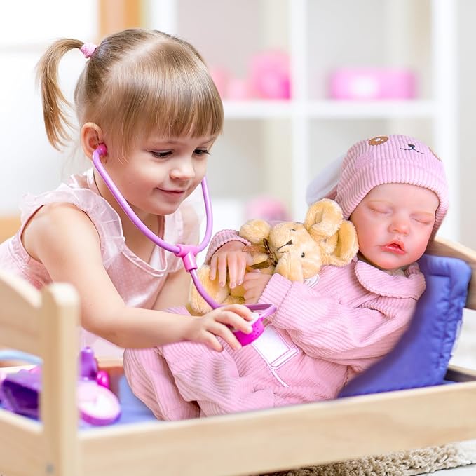 Aori Reborn Baby Dolls Girl - 18'' Realistic Sleeping Newborn - Lifelike Hand-Painted Vinyl Baby Doll with Doll Accessories Set - Weighted Body for Cuddling, for Collectors & Kids 3+