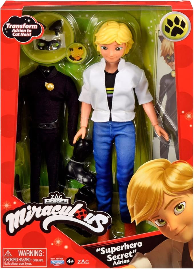 Miraculous Ladybug Superhero Secret Adrien with Cat Noir Outfit by Playmates Toys