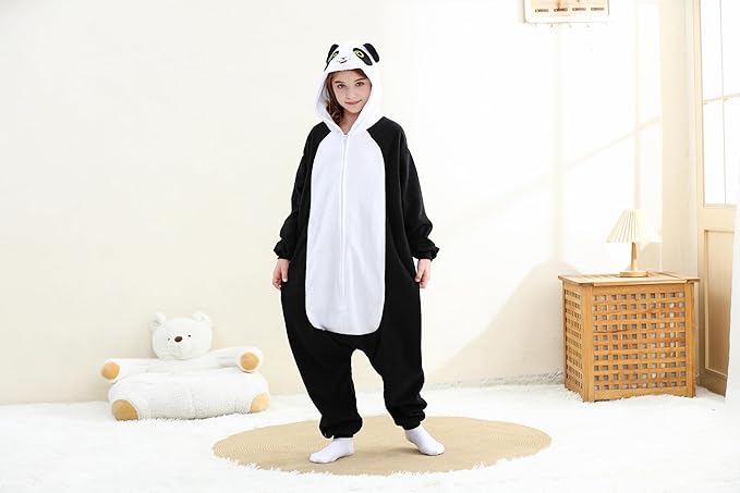Unisex Adult Onesie Pajamas, Polar Fleece Cosplay Animal One Piece Halloween Costume Pajamas Homewear