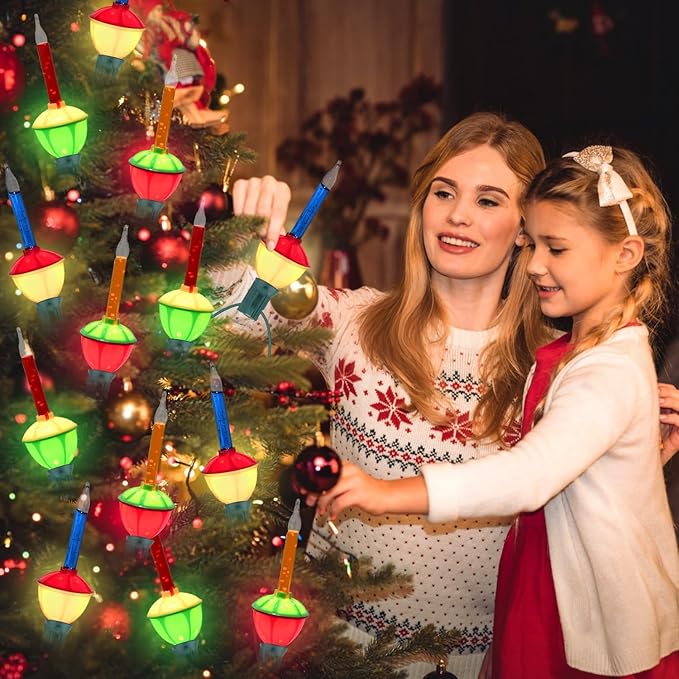 8.8 Feet Vintage Christmas Bubble Lights with 10 Bubbling Bulbs(1 Spare), Multicolor Vintage Bubble Christmas Lights Waterproof for Holiday Decorations for Trees Porch Home, E12 Base, 5 Watt