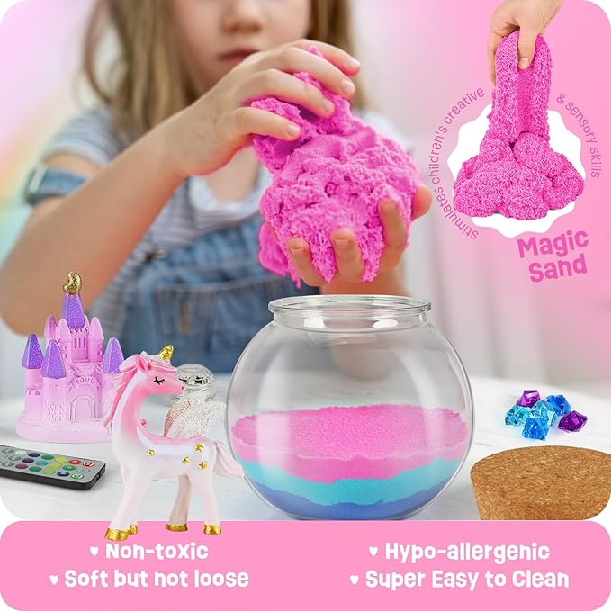Unicorn Gifts for Girls - Light Up Terrarium Kit for Kids - DIY Unicorn Toys for Girls Age 4 5 6 7 8-12 Year Old, Arts and Crafts Kit for Kids, Halloween Birthday Christmas Gifts