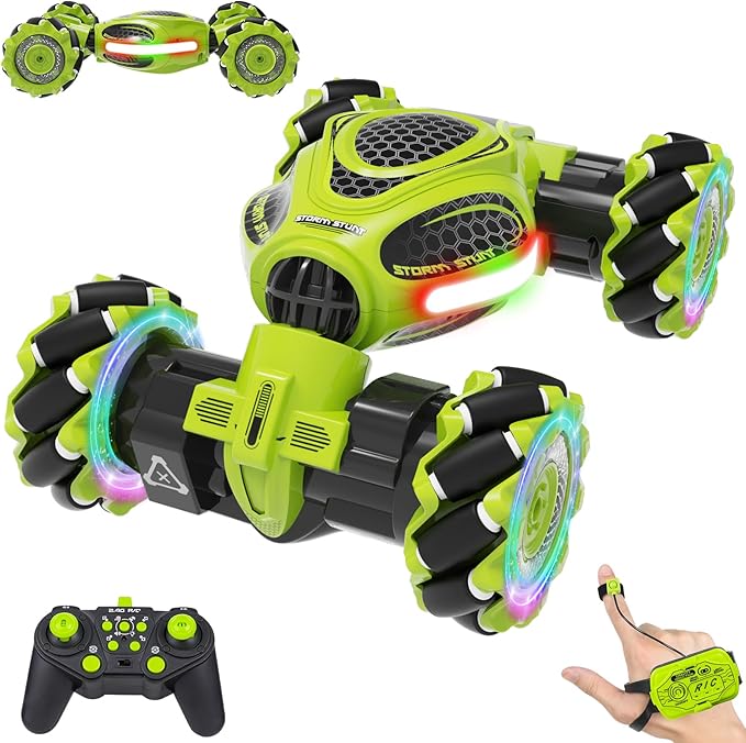Hand Controlled RC Car, 2.4Ghz 4WD Gesture Sensing RC Stunt Car Toys for Boys and Girls Ages 6-12, 360° Rotating Drift Cars with Lights and Music, Ideal Birthday and Xmas Gift