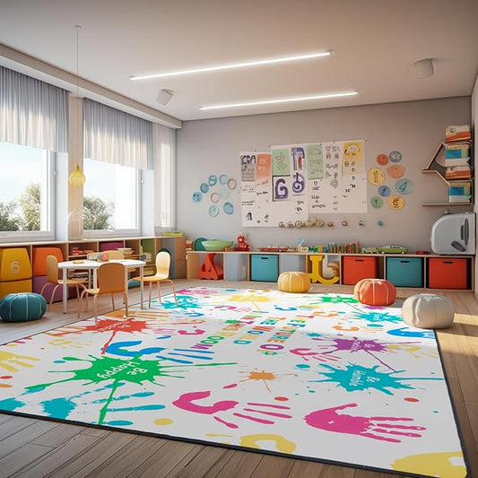 Colorful Handprints Kids Rug for Playroom,Large Area Rugs for Classroom,Non-Slip Rugs for Babies and Infants,Play Rug for Kids Bedrooms,Ultra Soft Carpet Play for Nursery Washable 59 X 78.7 inch