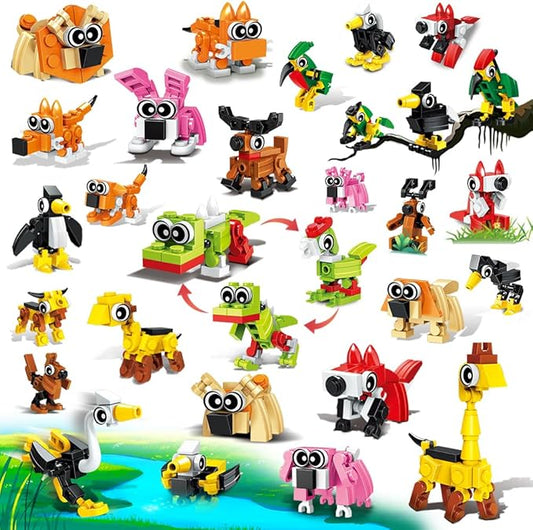 30 Pack Party Favors for Easter Gift, 750 PCS Animals Building Block Toy for Goodie Bag Stuffers, Classroom Student Prizes Children's Day Birthday for Kids Boys Girls Ages 6-12+