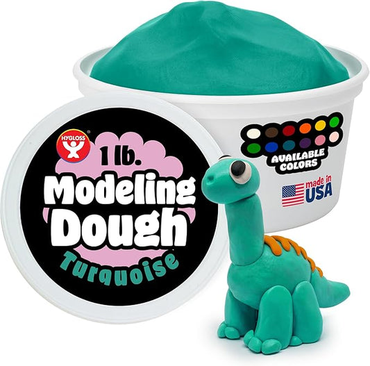 Hygloss Play Modeling Dough for Kids – Safe & Non-Toxic Sensory Dough for Arts and Crafts – 1 lb Tub – Play Clay for Toddler Activities, Preschool Classroom Must-Haves – Turquoise Color, Unscented