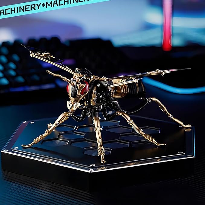 3D Metal Puzzles, Metal Puzzle Model Kits for Adults Wasp Mechanical, Steel 3D Puzzle Stainless Steel Ornaments for Adults DIY Gifts for Men Women Art Craft Gifts Toys(Blank Gold).