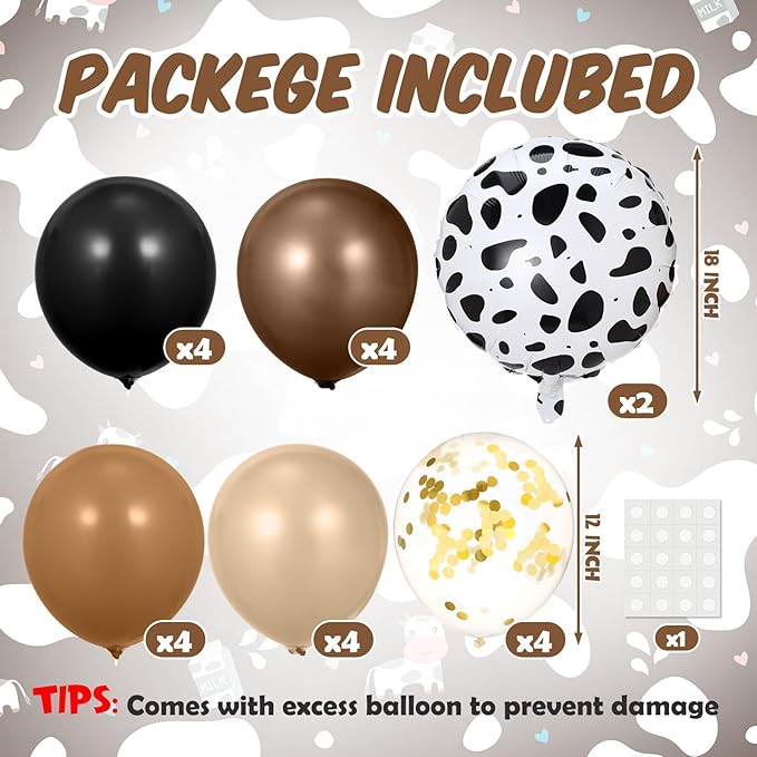 2 Sets Western Cowboy Party Decorations Table Centerpiece Brown Neutral Balloon Stand Kit with Large Cow Print Foil and Latex Balloon for Baby Shower Farm Animals Birthday Bachelor Supplies