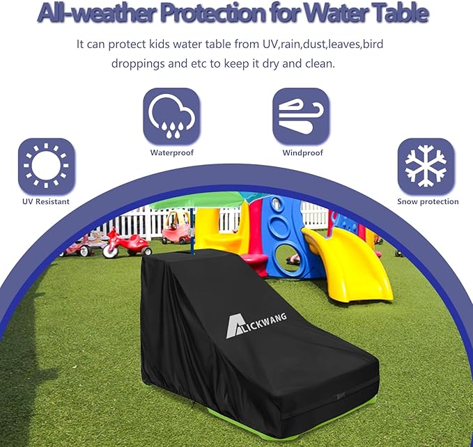Kids Water Table Cover,Outdoor Heavy Duty 600D Waterproof Toddler Water Play Table Cover,Compatible with Step2 Waterpark Wonders Two-Tier Water Table