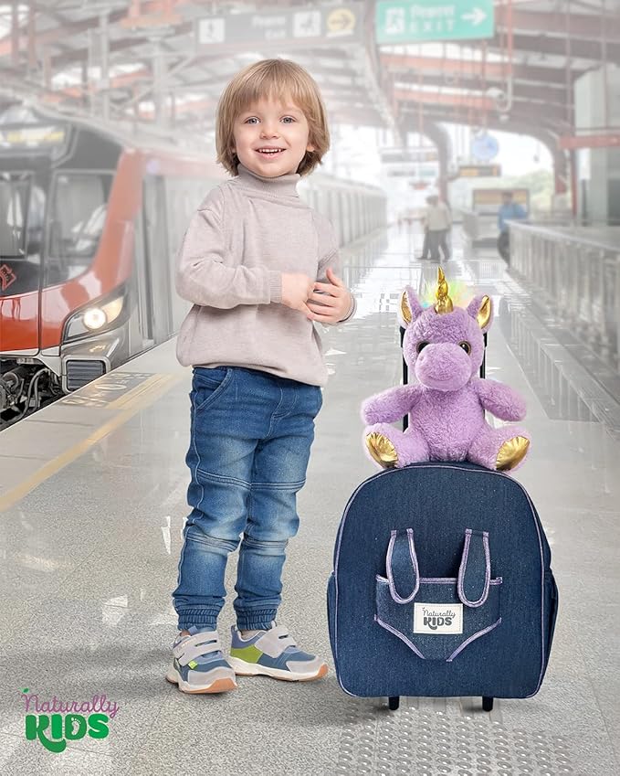 Toddler Luggage for Girls w Unicorn Toys, Kids Rolling Backpack for Girls, Toddler Suitcase, Gifts for 3 4 5 6 Year Old