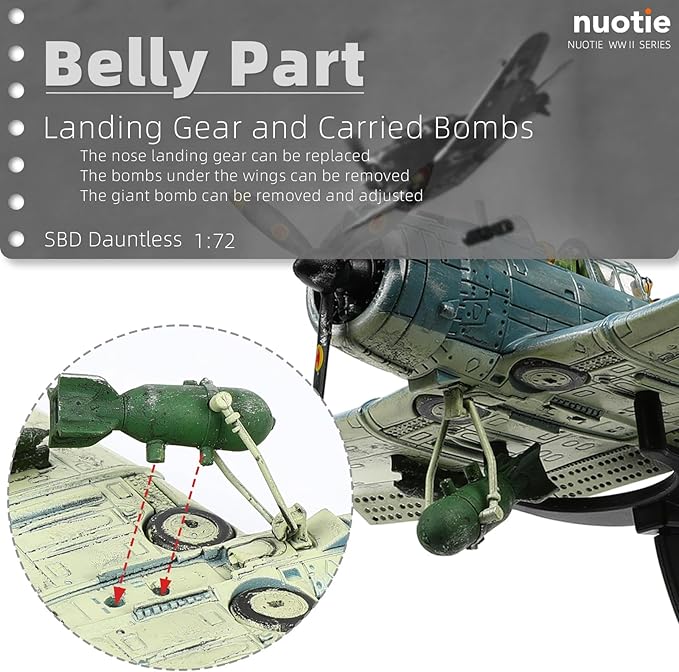 1/72 Douglas SBD-2 Dauntless Dive Bommber Model World War II Midway Vintage Warplane Metal Diecast Aircraft Military Display Airplane for Display Collection or Gift