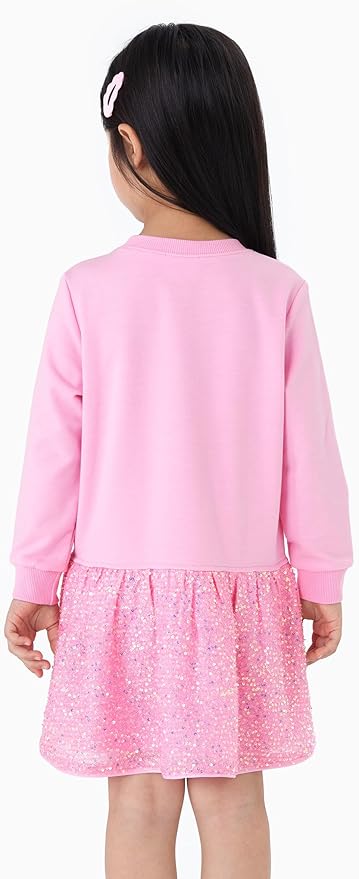 Disney Stitch Minnie Elsa Princess Sweatshirt Dress Toddler Girl Sequin Long Sleeve Pullover Clothes Fall Outfit 2-9 Years