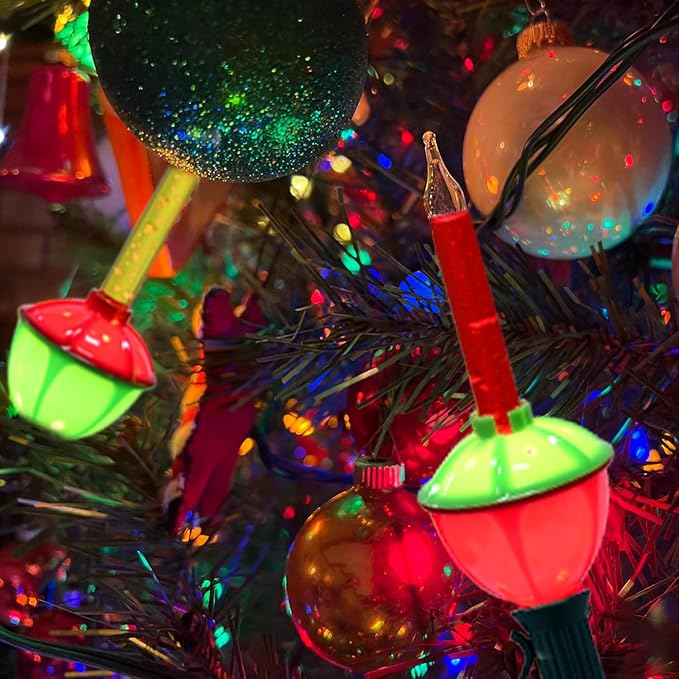 4 Pack Multicolor Bubble Light Replacement Bulbs, Vintage Christmas Tree Light Replacement Bulbs & C7 Candelabra Light Bulbs for Holiday Christmas Home Tree Table Wall Decor, E12 Base, 5W