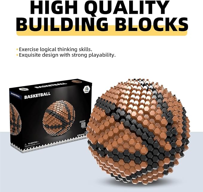 Basketball Block Set, Adults challenging STEM Block Decorations, Miniature 3D Educational Toys for Ages 16 and Above,(579 Pieces)