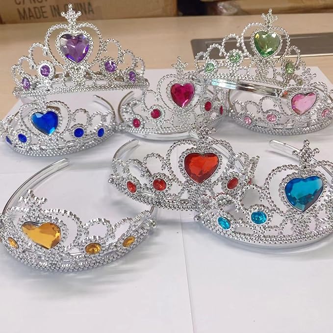 S & E TEACHER'S EDITION 8 Pcs Tiaras Crown Set, Princess Dress Up Costume Birthday Party Favor Headwear, Hair Decoration, Accessories Kid Birthday for Boys & Girls.