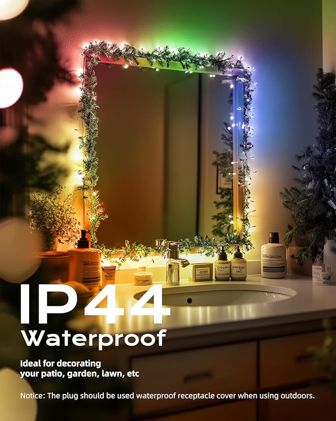 Brightown Multicolor Christmas Mini String Lights, 100-Count 26.5ft Incandescent Bulb Fairy Lights for Indoor Holiday Decor, Christmas Tree Garland Wedding Party Multi-Use Xmas Decoration, White Wire