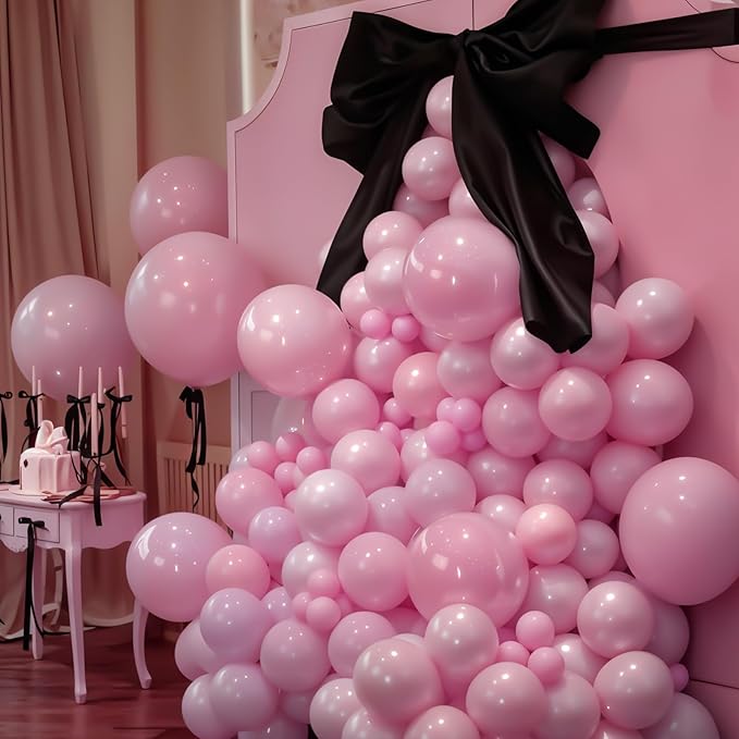 Pearl Pink Double-Stuffed Balloons Arch Garland Kit, 60 Pack 18/12/10/5 Inch Different Size Pearl Light Macarons Pink Balloons for Wedding Bridal Shower Anniversary Birthday Engagement Decor
