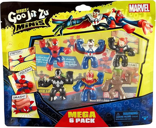 Heroes of Goo Jit Zu Minis Groot, Black Widow, Captain America, Spider-Man, Venom & Captain Marvel MINI Figure 6-Pack