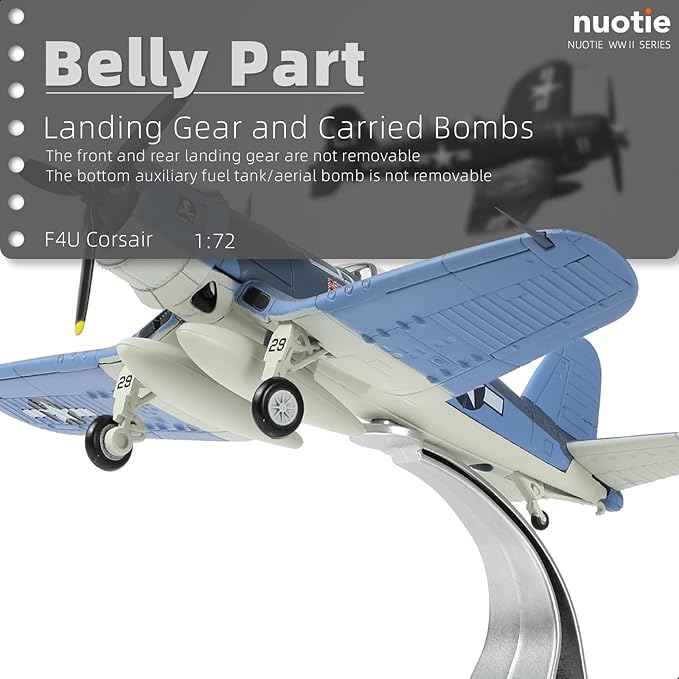 1/72 Scale USA F-4U Corsair Fighter Model World War II Vintage Warplane Metal Diecast Aircraft Military Display Airplane for Display Collection or Gift