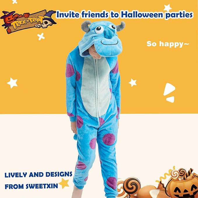 SWEETXIN Unise Kids Jumpsuit Cosplay Onesie One Piece Suit for Girls Boys Halloween Character Costume Dress Up Party