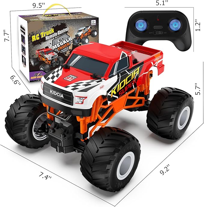 1:16 Scale RC Monster Truck - 2.4GHz All Terrain Car for Kids 4-12, 20 Km/h Off Road RC Truck, Christmas or Birthday Gift