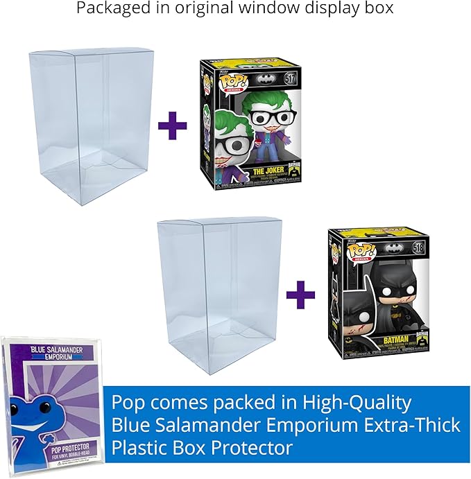 Blue Salamander Emporium Plastic Protector Cases Bundled with Batman 85th Anniversary The Joker with Teeth #517 and Batman Bloody #518 Vinyl Figures