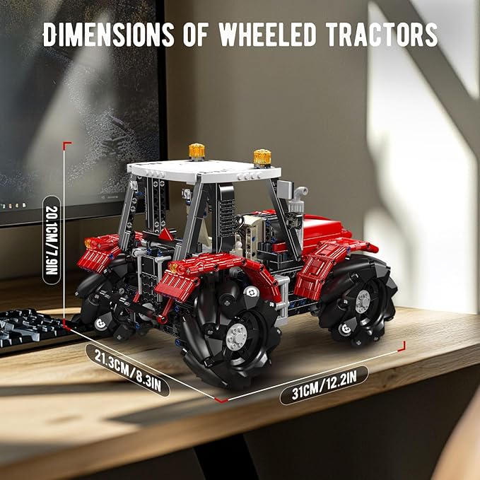 Mould King 18037 Tractor Model Building Blocks Kit, Buildable Farm Toy with Remote Control, Tractor Construction Vehicles Sets, STEM Farm Equipment Toys for Boys and Girls(1392 Pieces)