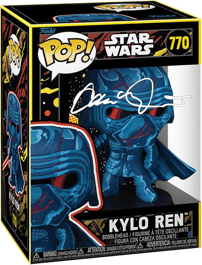 Adam Driver Kylo Ren Retro #770 Facsimile Signed Reprint Laser Autographed Funko POP! Movies Star Wars Figurine with Protector Case