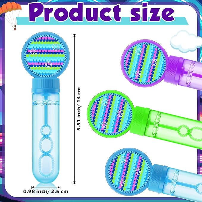 24 Pcs Video Game Bubble Wands Mini Gaming Bubble Toys for Kids Toddlers Video Game Party Christmas Birthday Gifts Filler Goodie Bag Stuffer (Purple, Blue, Green)