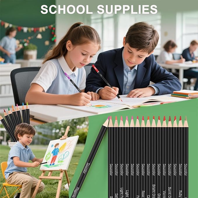 Soucolor 72-Color Colored Pencils for Adult Coloring Books, Christmas Stocking Stuffers for Teen Girl Boys Gifts, Soft Core Color Pencil Set for Kids Art Supplies, Coloring Drawing Sketching Pencils