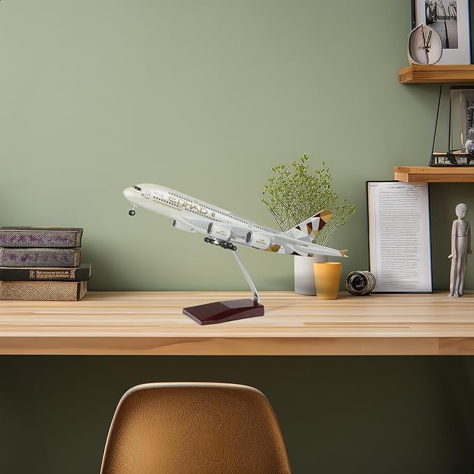 1/200 Scale A380 Model Plane Diecast Airbus A380 Model Airplane with Stand (14 in-L) for Adult Aviation Creative Gifts, Tabletop Collection Display