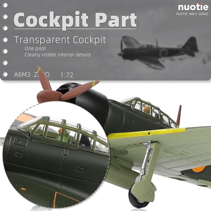 1/72 A6M Zero Diecast Metal Aircraft Model Kit JP Mitsubishi WWII Vintage Fighter Airplane Model with Stand for Adult Military Enthusiasts Collections or Gift (1942 A6M3)