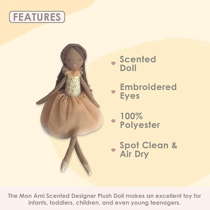 MON AMI Chocolate Scented Designer Plush Doll – 21”, Fun Adorable Stuffed Toy Gift for Kids of All Ages, Use as Toy or Room Décor