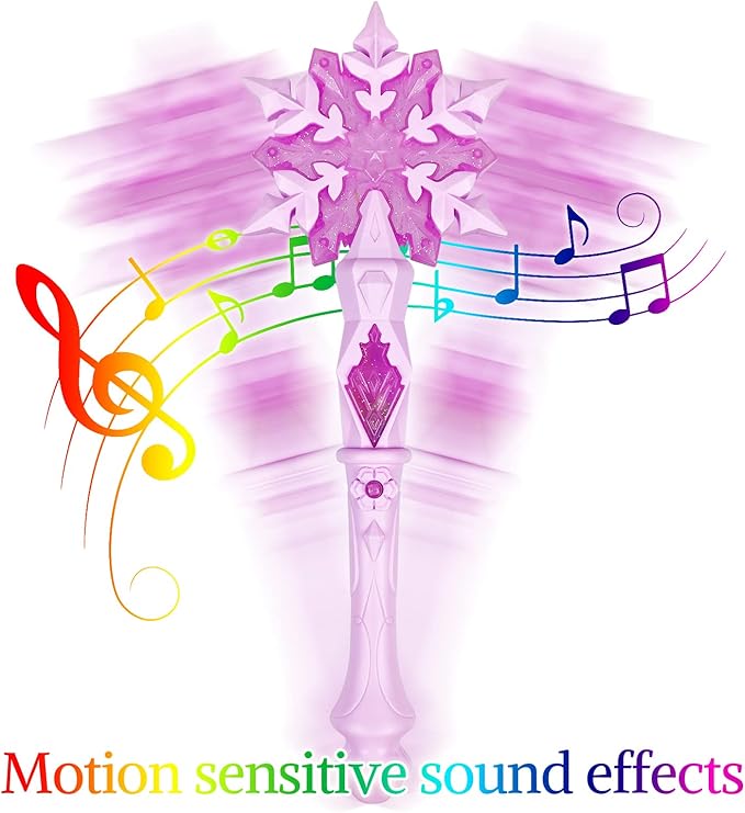 KingGlee Light Up Frozen Snowflake Wands with Sound(Motion Sensitive) Magic Toy for Kids Girls Princess Party Favors Costume Cosplay Accessories 2 Pieces Pink
