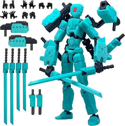 (Assembly Completed) 8 inch T13 Action Figure Set,T 13 Action Figure Multi-Articular Mobile Robot Nova T-13,Desktop Decorations for Game Lovers Toys (Light Blue)