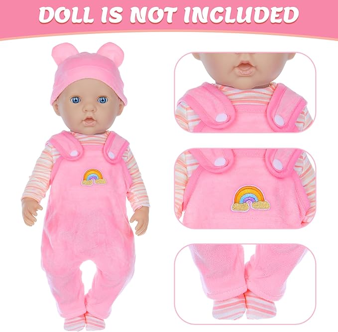 Baby Doll Clothes with Doll Backpack Carrier for 14-18 Inch Doll,Reborn Baby Doll Accessories Set with Doll Bottles Doll Pacifiers for Toddlers and Kids 2 3 4 5 Year Old（Doll not Included）