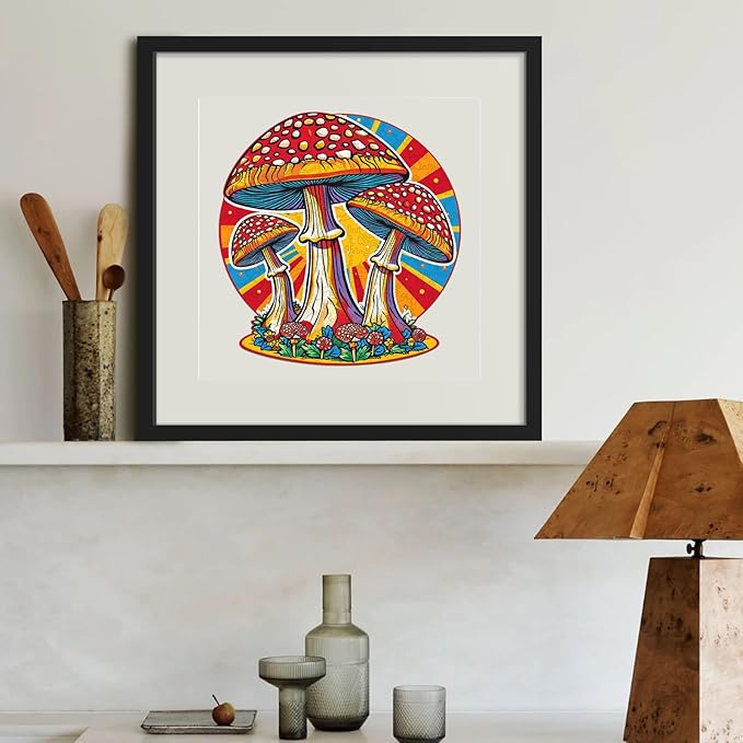 Mushroom Wooden Puzzles for Adults, 200 Piece Unique Shaped Wood Jigsaw Puzzles for Adults and Kids, Fun Challenging Puzzles Family Game Gift, Medium 11.2'' x 10.7'