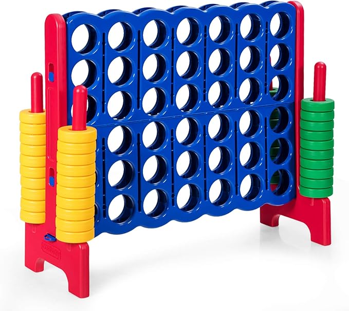 ARLIME Giant 4 in a Row Connect Game, 47'' Jumbo 4-to-Score Toy Set W/Quick-Release Lever, Build-in Ring, Jumbo Sized for Kids & Adults, Oversized Floor Activity for Indoor & Outdoor Play