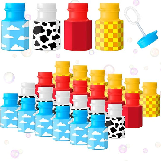 24 Pack Bulk Bubble Wands Cartoon Party Favors Toy Theme Birthday Party Supplies Cartoon Theme Birthday Bag Stuffers Supplies Decorations(Hexagon Bottles,Toy Inspire Game)