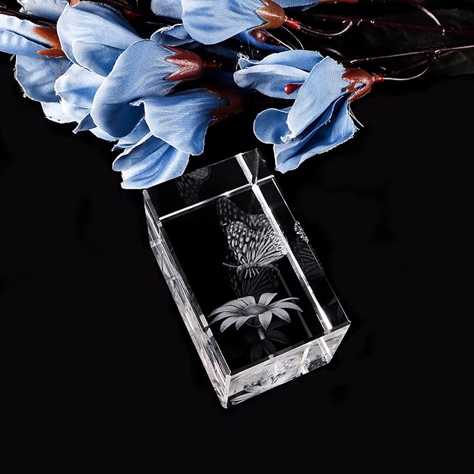 Qianwei Butterfly Gifts for Women, 3D Crystal Monarch Butterfly Figurines Stuff Home Butterflies Decor for Aniaml Lovers Her Statue Paperweight Birthday Christmas Gifts for Best Friend Girls