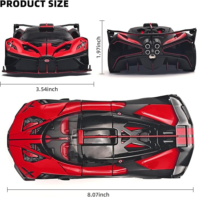 Toddler Car Toys 1/24 Diecast Cars Compatible for Bolide Model Car Collection,Spray Bolide Toy Car for Boys,Pull Back Cars with Light and Sound,Toy Cars for Boys Age 4-7（Red）